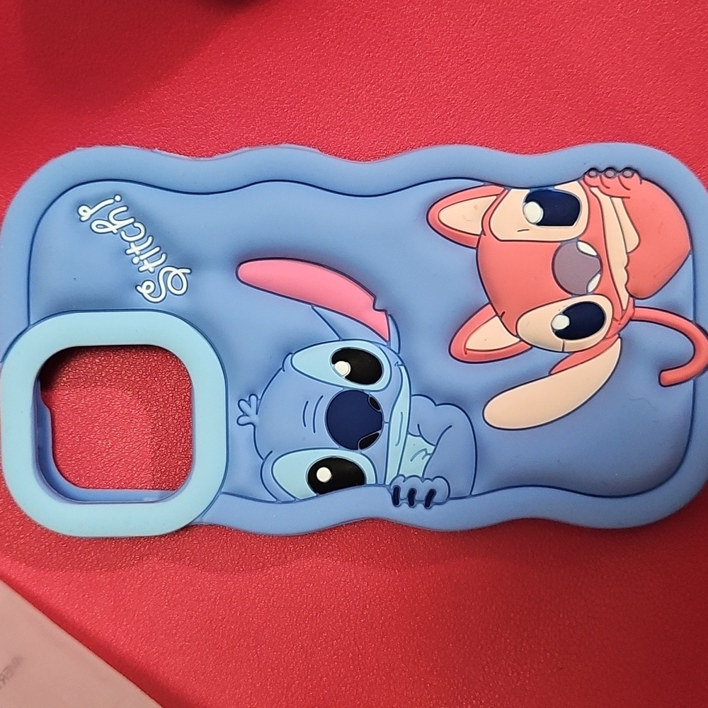 Iphone 13,14,15 Stitch & Angel Blue Silicone Phone Case! NEW!!